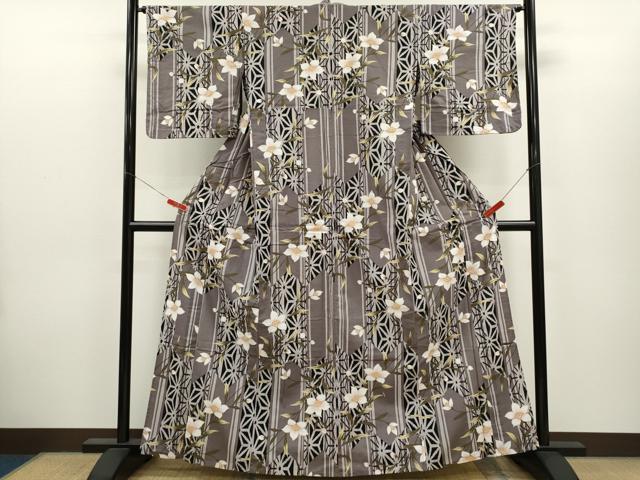 平和屋着物∴夏物 浴衣 枝花文 綿 逸品 CABH7939ze