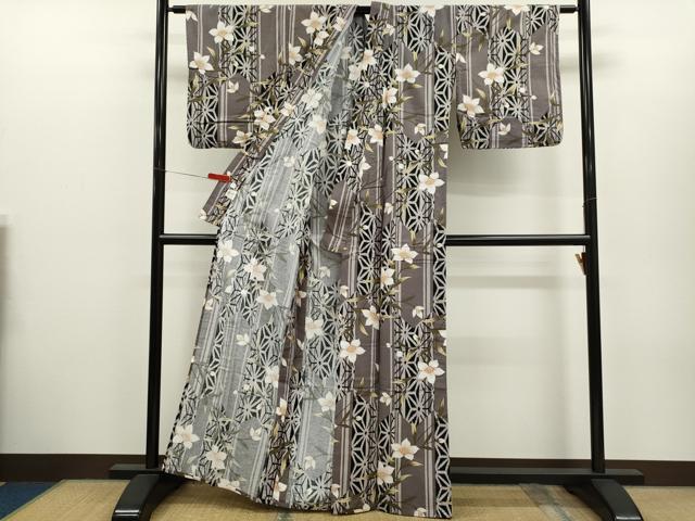 平和屋着物∴夏物 浴衣 枝花文 綿 逸品 CABH7939ze