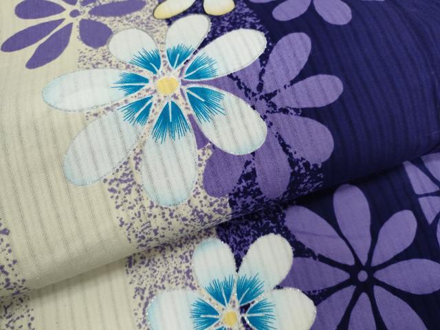 平和屋着物∴夏物 浴衣 縞 舞花文 綿 逸品 CABH7948ze