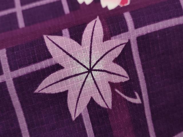 平和屋着物∴夏物 浴衣 綿紅梅 格子舞花文 綿 逸品 CABH7950ze
