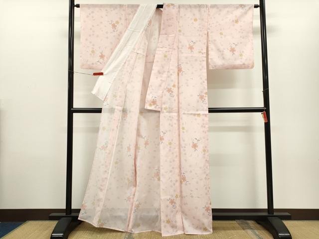平和屋着物*夏物 小紋 絽 枝花文 洗える着物 CABH7953ze