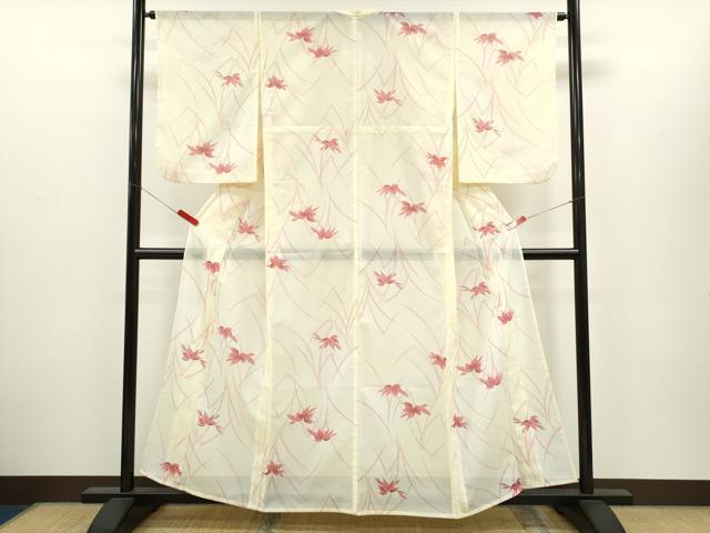 平和屋着物*夏物 小紋 絽 草木文 洗える着物 CABH7954ze