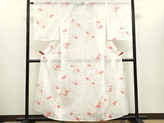 平和屋着物*夏物 小紋 絽 草花文 洗える着物 CABH7957ze