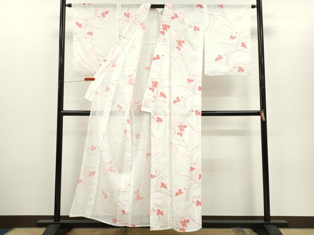 平和屋着物*夏物 小紋 絽 草花文 洗える着物 CABH7957ze