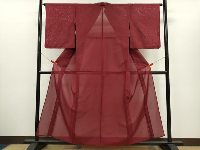 平和屋着物*夏物 色無地 絽 葡萄茶色 正絹 逸品 CABH7962ze