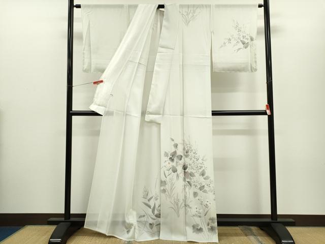 平和屋着物*夏物 訪問着 絽 手描き 草花文 暈し染め 正絹 逸品 未使用 CABH7965ze