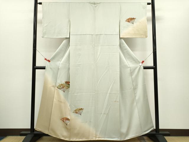 平和屋着物●訪問着 扇面吉祥花文 暈し染め 金彩 正絹 逸品 CABH7968ze