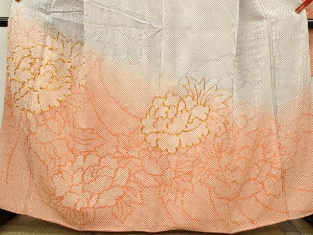 平和屋着物●豪華振袖 総刺繍 駒刺繍 絞り 牡丹 暈し染め やまと謹製 正絹 逸品 CABH7972ze