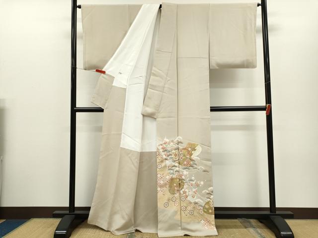 平和屋着物●豪華色留袖 駒刺繍 松竹梅貝合せ吉祥花文 金銀彩 正絹 逸品 CABH7973ze