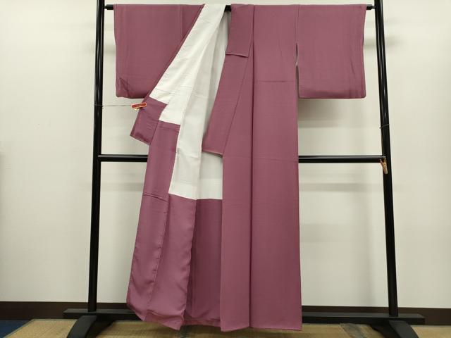 平和屋着物●上質な色無地 京紫色 鬼しぼ縮緬 正絹 逸品 CABH7978ze