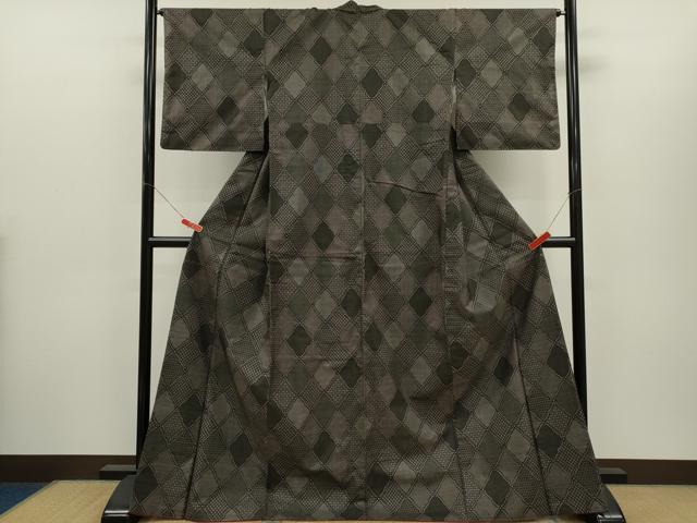 平和屋着物●本場大島紬 7マルキ 菱吉祥文 正絹 逸品 CABH7979ze