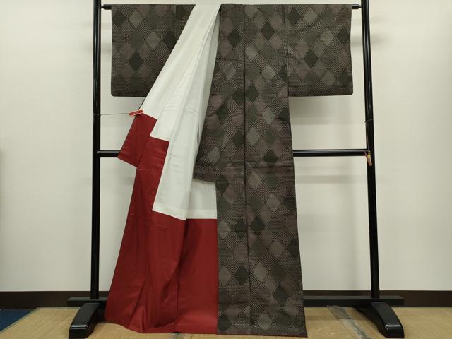 平和屋着物●本場大島紬 7マルキ 菱吉祥文 正絹 逸品 CABH7979ze