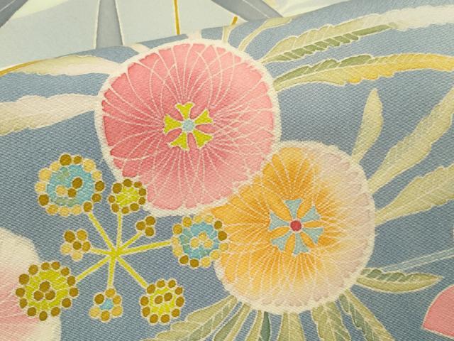 平和屋着物●人間国宝 本加賀友禅作家 二塚長生 訪問着 草花文 暈し染め 正絹 逸品 CABH7984ze