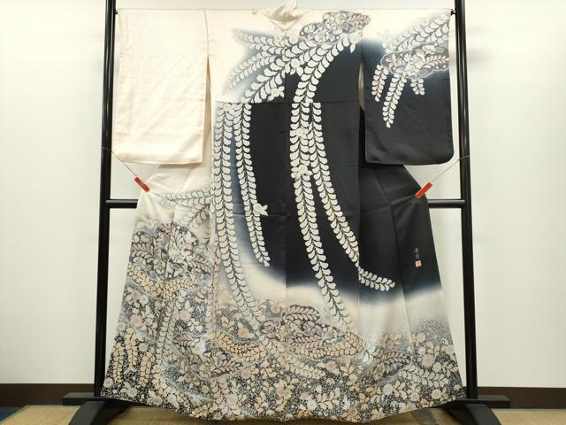 平和屋着物●訪問着 作家物 辻ヶ花 手描き 暈し染め 正絹 逸品 CABH7985ze