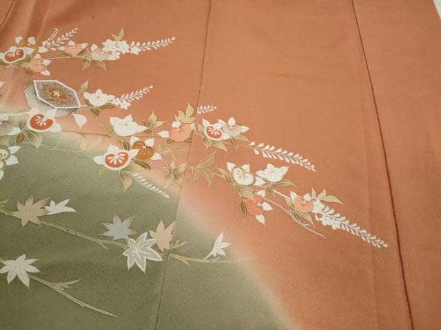 平和屋着物●訪問着 貝桶吉祥花文 暈し染め 金彩 正絹 逸品 CABH7990ze