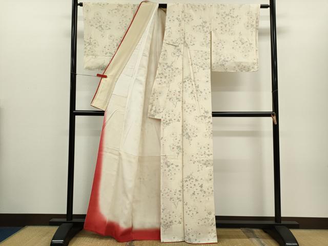 平和屋着物●上質な小紋 手描き 枝菊文 正絹 逸品 CABH7995ze