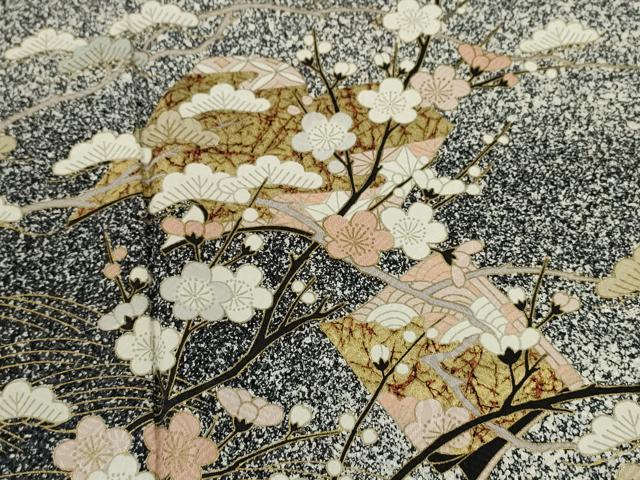 平和屋着物●訪問着 冊子枝花文 たたき染め 金彩 正絹 逸品 CABH7996ze