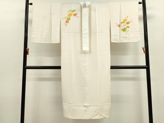 平和屋着物●長襦袢 無双仕立て 駒刺繍 糸車枝菊文 金彩 正絹 逸品 未使用 CABH7999ze