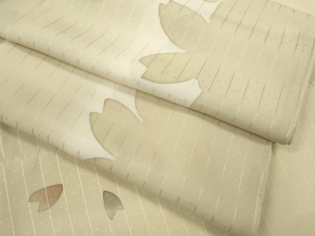 平和屋着物●長襦袢 無双仕立て 縞 舞桜文 正絹 逸品 未使用 CABH8000ze