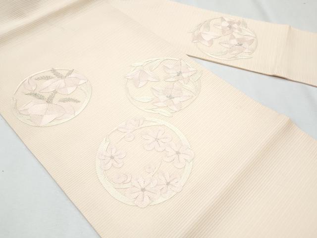 平和屋着物*夏物 九寸名古屋帯 総刺繍 花丸文 正絹 逸品 CABH8025fb