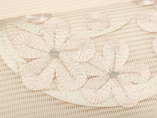 平和屋着物*夏物 九寸名古屋帯 総刺繍 花丸文 正絹 逸品 CABH8025fb