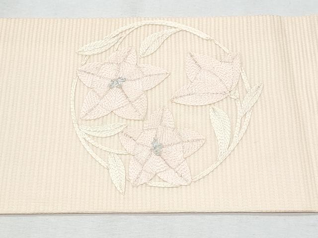 平和屋着物*夏物 九寸名古屋帯 総刺繍 花丸文 正絹 逸品 CABH8025fb