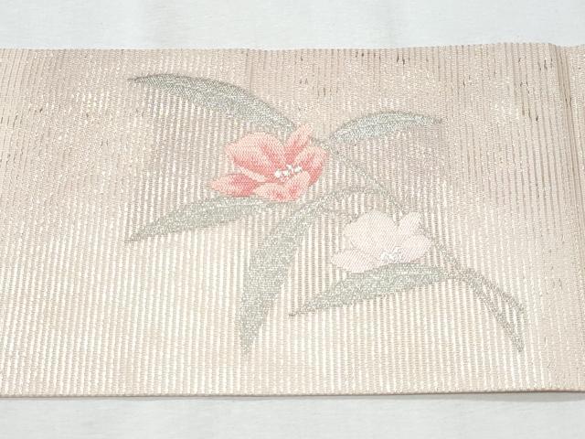 平和屋着物*夏物 九寸名古屋帯 枝花文 金銀糸 正絹 逸品 CABH8027fb