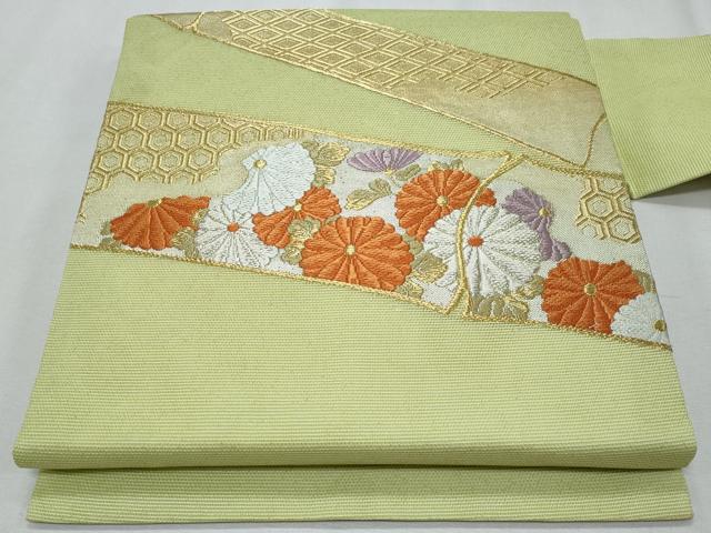 平和屋着物*夏物 九寸名古屋帯 唐織 菊 金銀糸 正絹 逸品 CABH8028fb