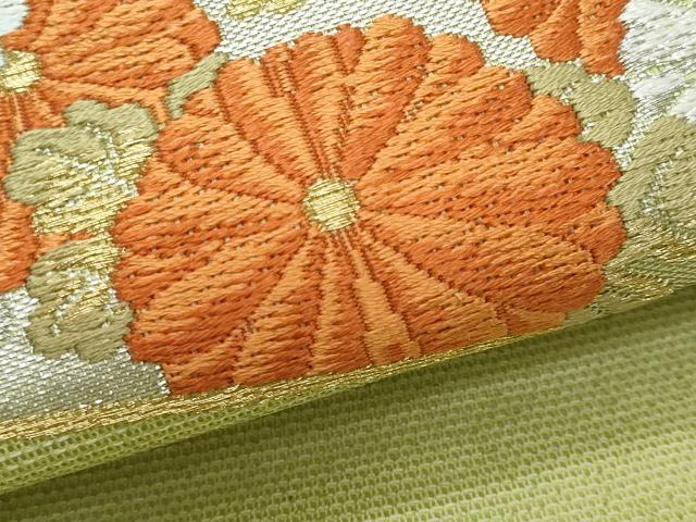 平和屋着物*夏物 九寸名古屋帯 唐織 菊 金銀糸 正絹 逸品 CABH8028fb