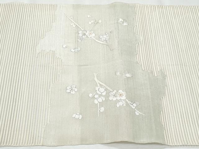 平和屋着物*夏物 八寸名古屋帯 手刺繍 絽綴れ 枝花文 金糸 正絹 逸品 CABH8030fb