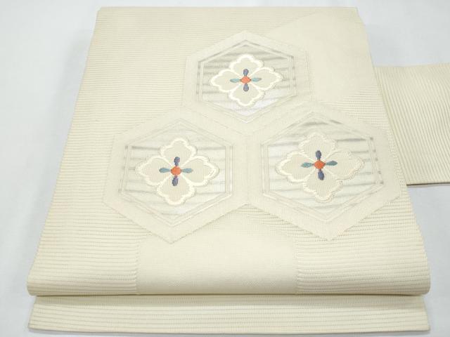 平和屋着物*夏物 九寸名古屋帯 亀甲花文 正絹 逸品 CABH8034fb