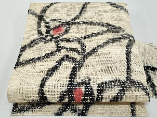 平和屋着物*夏物 八寸名古屋帯 草花文 正絹 逸品 CABH8037fb