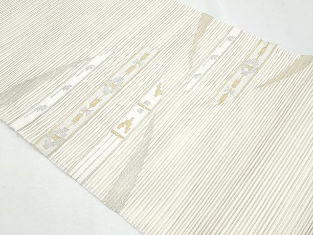 平和屋着物*夏物 八寸名古屋帯 絽綴れ 横段文 金銀糸 正絹 逸品 CABH8039fb