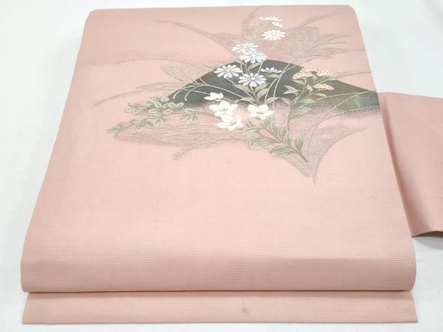 平和屋着物*夏物 九寸名古屋帯 草花文 正絹 逸品 CABH8041fb