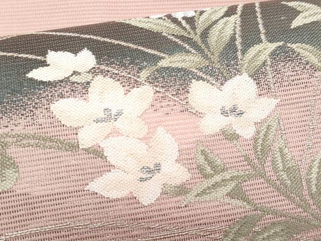 平和屋着物*夏物 九寸名古屋帯 草花文 正絹 逸品 CABH8041fb