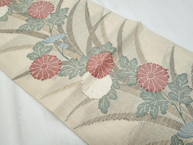 平和屋着物*夏物 八寸名古屋帯 枝菊文 正絹 逸品 CABH8049fb