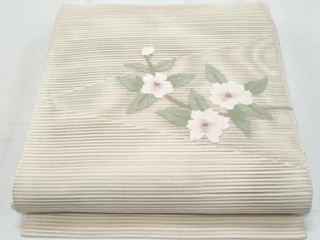 平和屋着物*夏物 八寸名古屋帯 絽綴れ 草花文 金糸 正絹 逸品 CABH8052fb