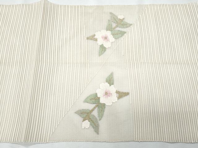 平和屋着物*夏物 八寸名古屋帯 絽綴れ 草花文 金糸 正絹 逸品 CABH8052fb
