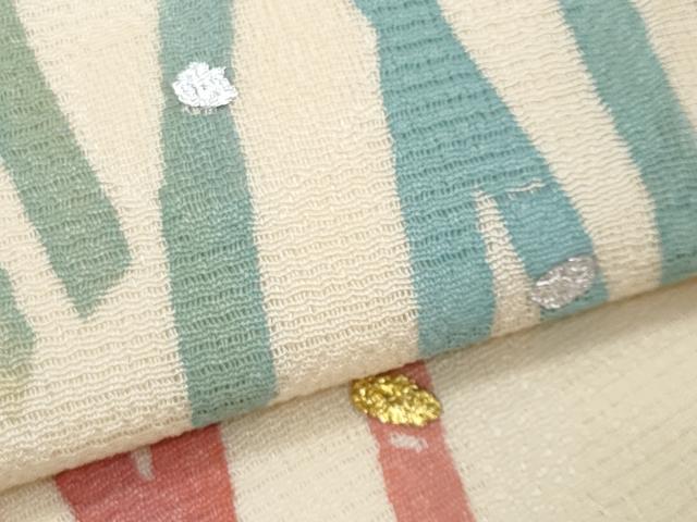 平和屋着物*夏物 九寸開き名古屋帯 作家物 流水枝葉文 金銀彩 正絹 逸品 CABH8059fb