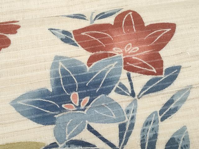 平和屋着物*夏物 九寸開き名古屋帯 枝花文 絹麻 逸品 CABH8062fb