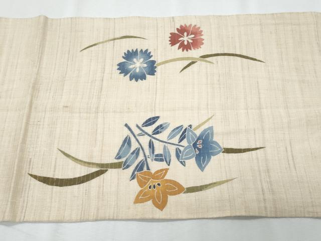 平和屋着物*夏物 九寸開き名古屋帯 枝花文 絹麻 逸品 CABH8062fb