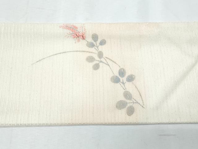 平和屋着物*夏物 九寸名古屋帯 刺繍 流水桔梗文 金銀彩 正絹 逸品 CABH8063fb