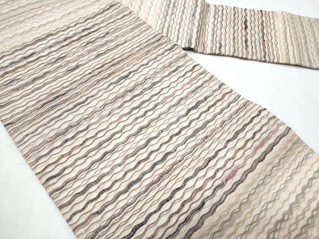 平和屋着物*夏物 九寸名古屋帯 すくい織 よろけ縞 正絹 逸品 CABH8066fb