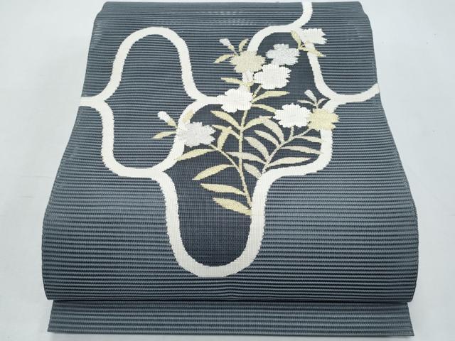 平和屋着物*夏物 八寸名古屋帯 絽綴れ 枝花文 金銀糸 正絹 逸品 CABH8068fb
