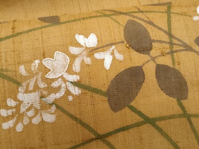 平和屋着物*夏物 九寸名古屋帯 紬地 刺繍 枝花文 正絹 逸品 CABH8069fb