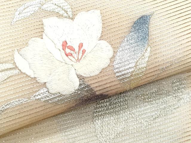 平和屋着物*夏物 九寸名古屋帯 刺繍 枝花文 金銀彩 正絹 逸品 CABH8072fb
