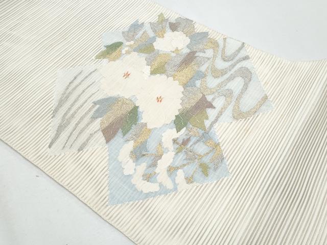 平和屋着物*夏物 八寸名古屋帯 絽綴れ 草花文 金銀糸 正絹 逸品 CABH8074fb