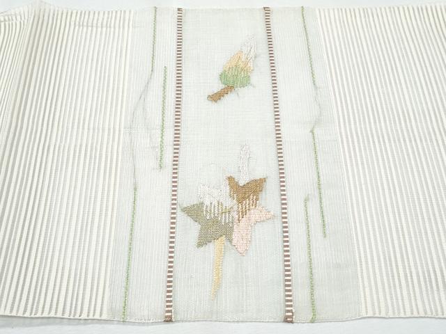 平和屋着物*夏物 八寸名古屋帯 絽綴れ 吹き寄せ文 金糸 正絹 逸品 CABH8097fb