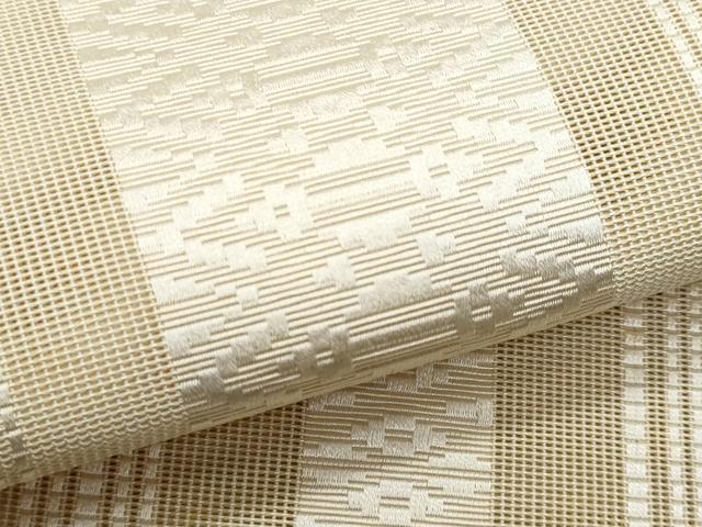 平和屋着物*夏物 本場筑前博多織 八寸名古屋帯 車検場 鳥の子色 正絹 逸品 CABH8098fb