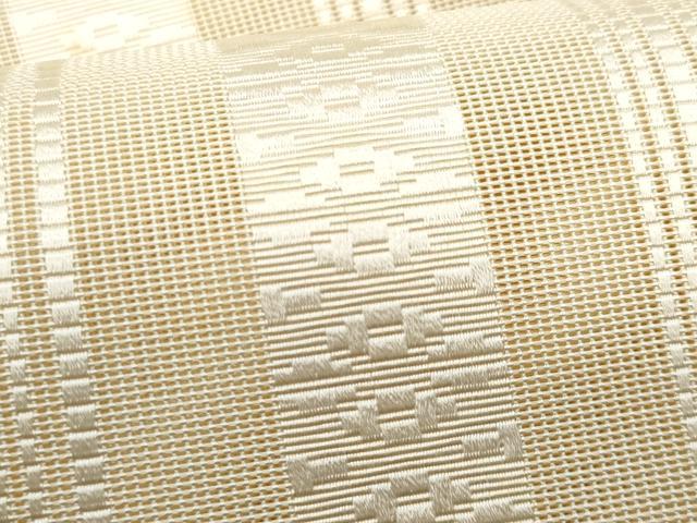 平和屋着物*夏物 本場筑前博多織 八寸名古屋帯 車検場 鳥の子色 正絹 逸品 CABH8098fb